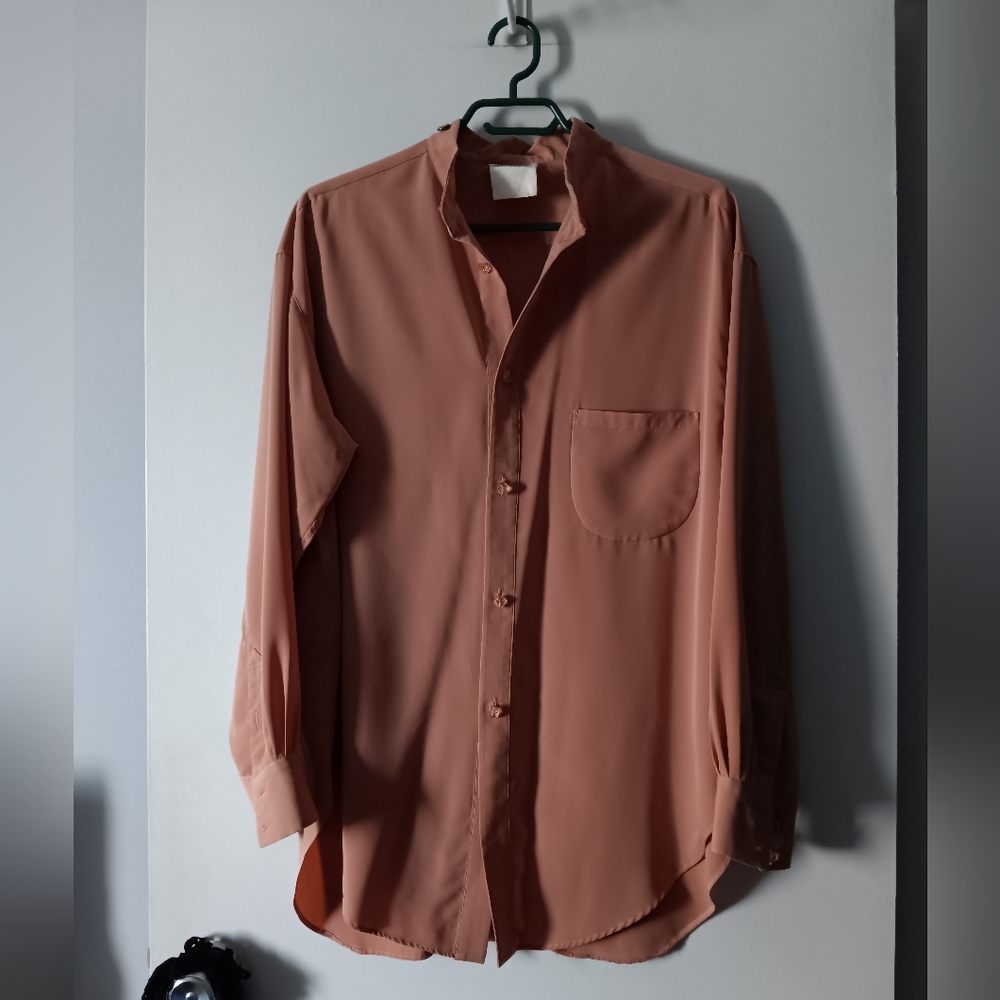 Vintage MATSUDA Peach Apricot Pleat Back Shirt M/L/XL